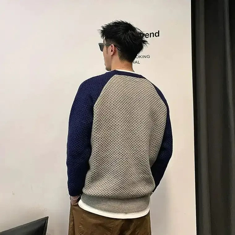 Men's Two-Tone Raglan Knit Sweater
