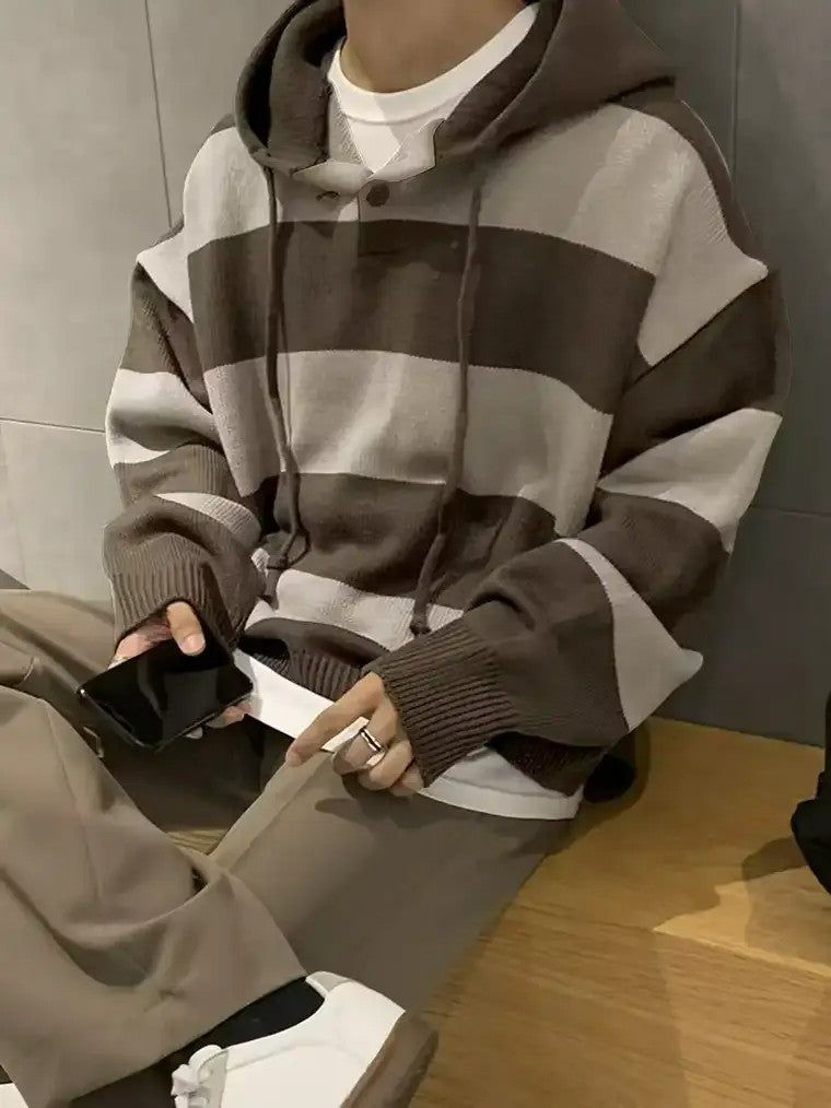 Men's Two-Tone Striped Hoodie