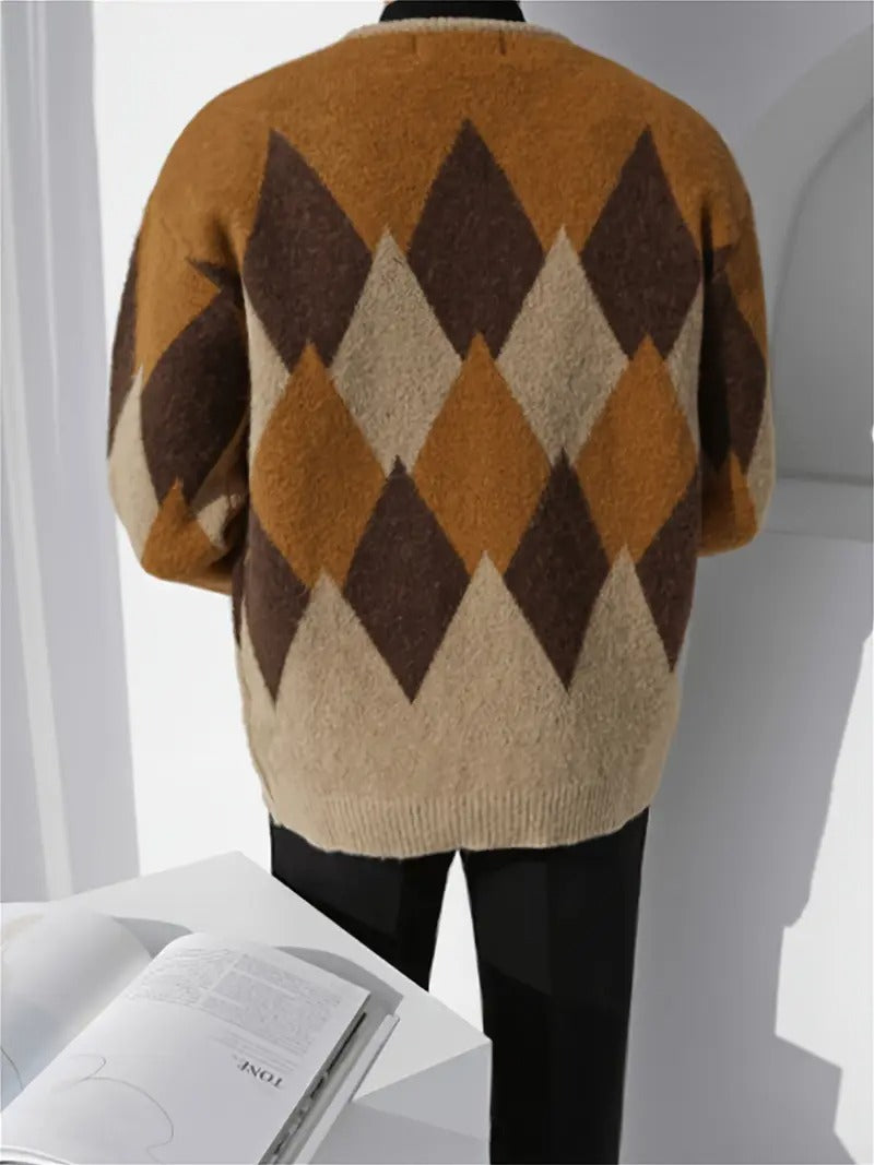 Men's V-Neck Button-Front Knit Cardigan
