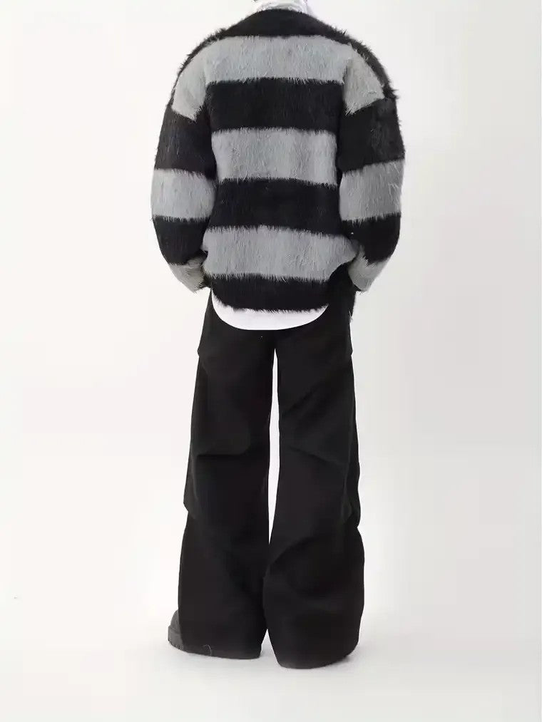 Men's V-Neck Button-Front Striped Cardigan