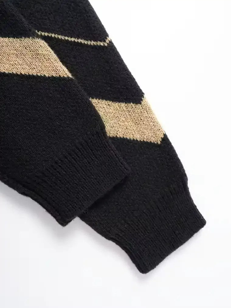 Men's V-neck Chevron Pattern Cardigan