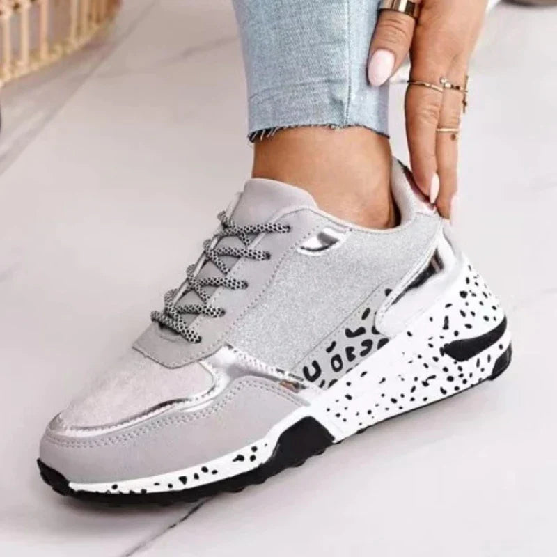 Women's Chunky Sneakers with Dalmatian-Print Soles and Lace-Up