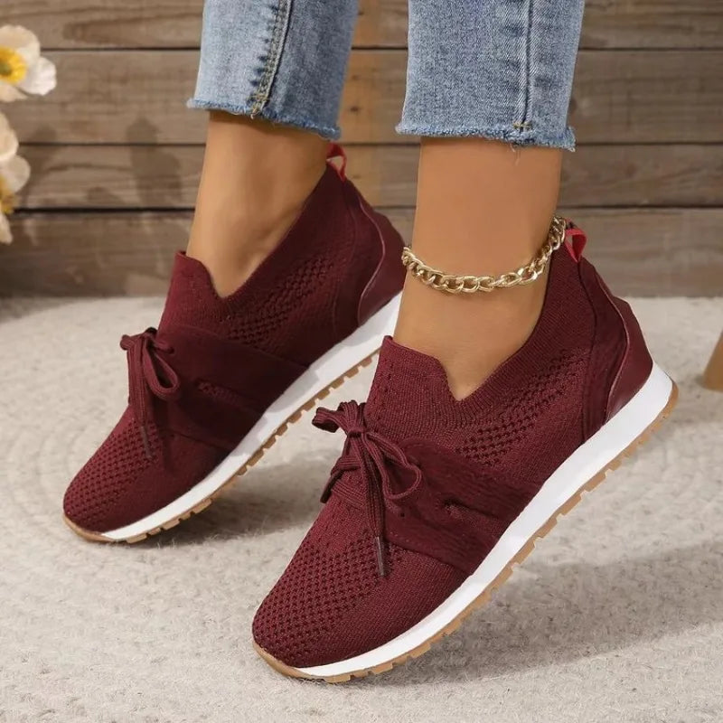 Women's Mesh Sneakers with Lace-Up