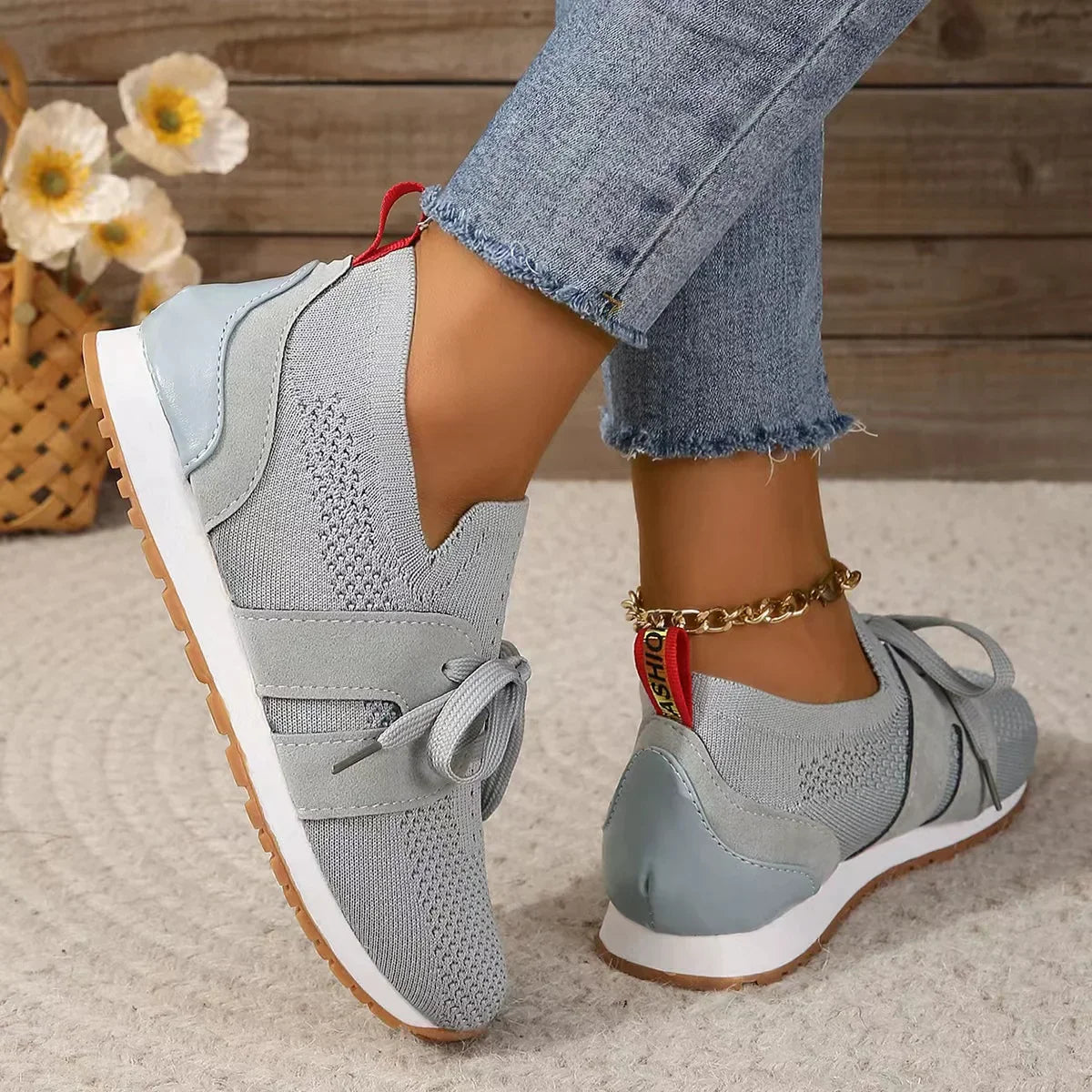 Women's Mesh Sneakers with Lace-Up