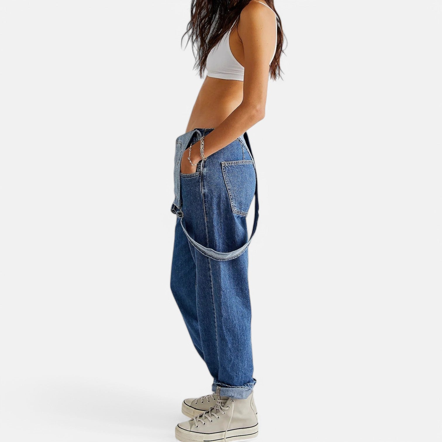Women's Vintage Denim Jumpsuit with Pockets