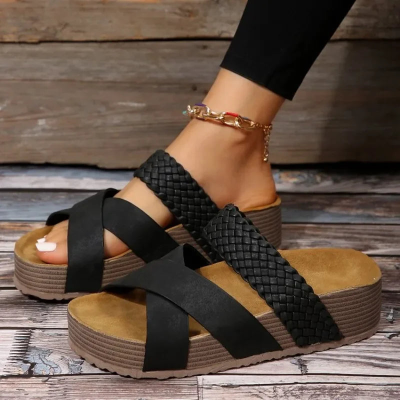 Women's Summer Platform Sandals with Criss-cross Style