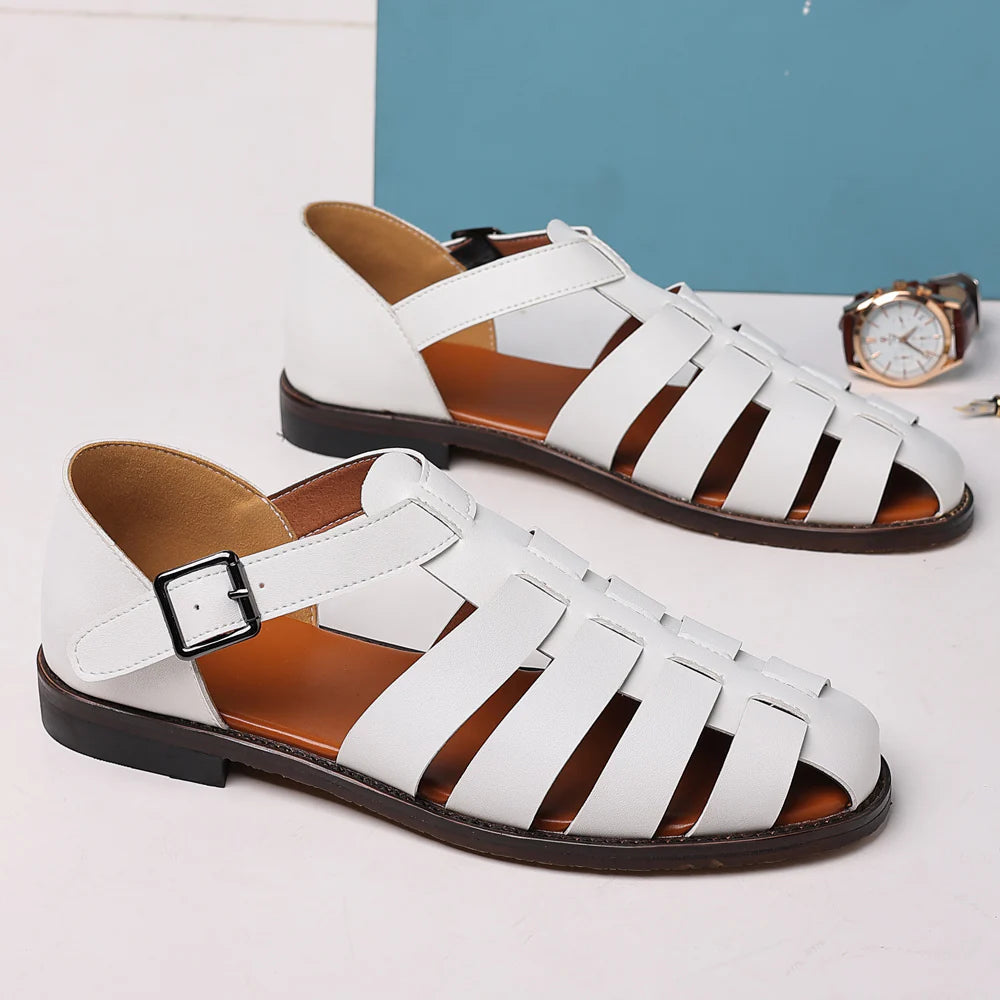 Men's Summer Fisherman Style Flat Sandals with Buckle Closure