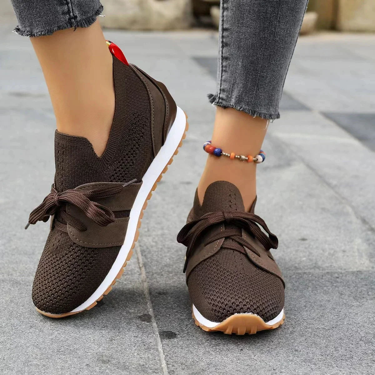 Women's Mesh Sneakers with Lace-Up