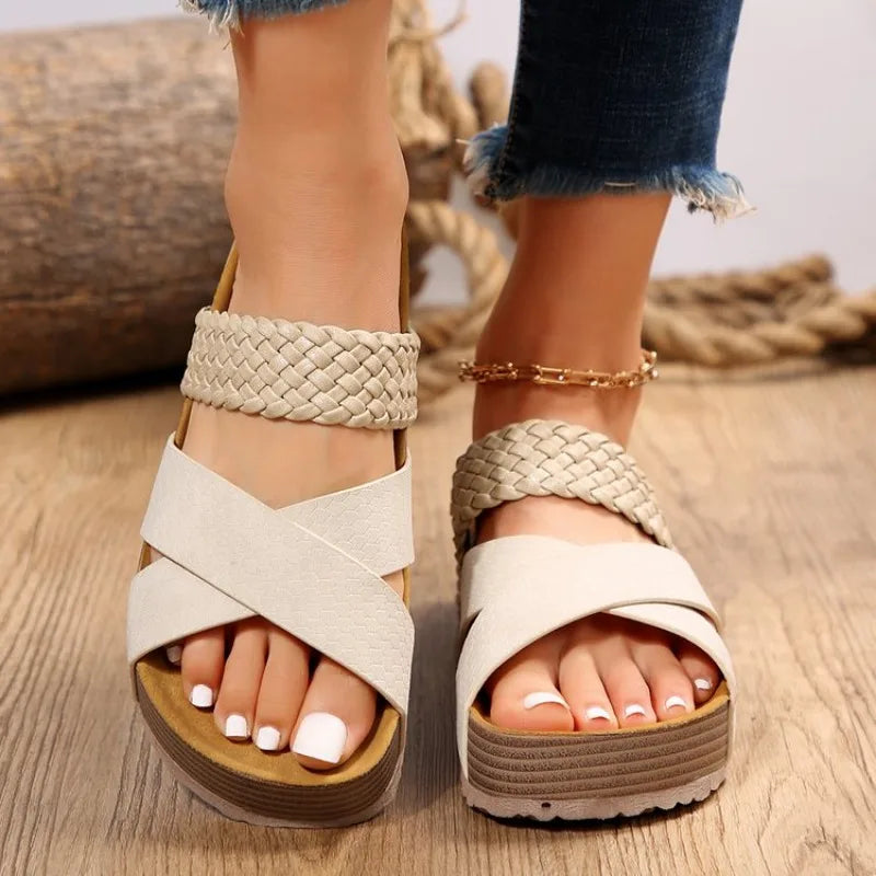 Women's Summer Platform Sandals with Criss-cross Style