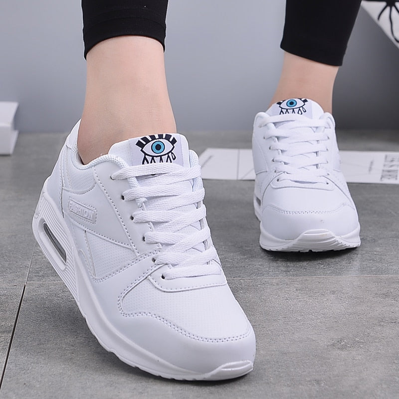 Women's All Season Sneakers with Air Cushion and Lace-up Closure