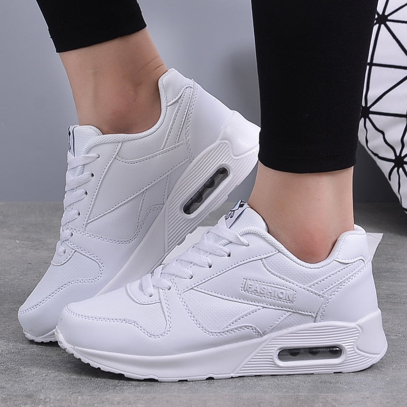 Women's All Season Sneakers with Air Cushion and Lace-up Closure