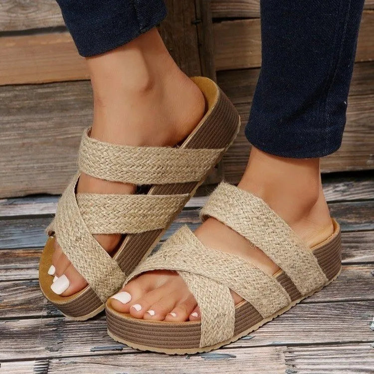 Women's Summer Platform Sandals with Criss-cross Style