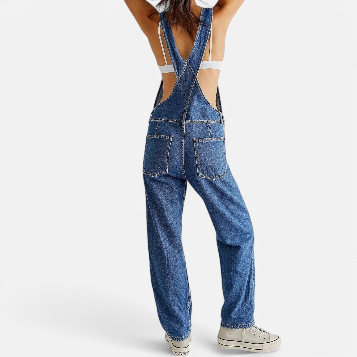 Women's Vintage Denim Jumpsuit with Pockets