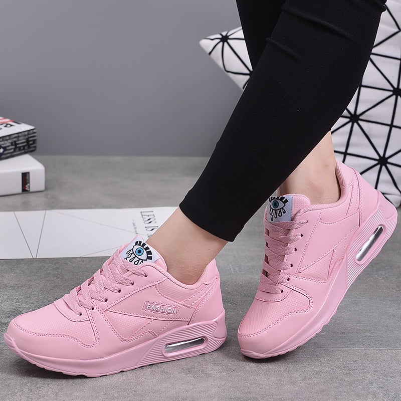 Women's All Season Sneakers with Air Cushion and Lace-up Closure
