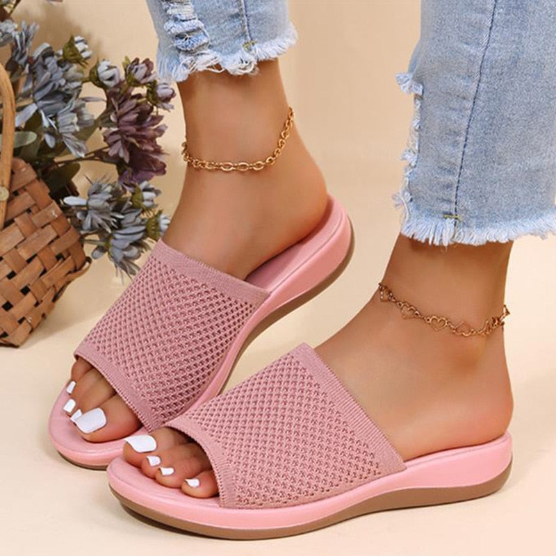 Women's Summer Mesh Slip-on Sandals with Open Toe Style