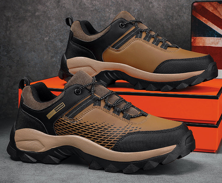Men's Mesh Hiking Shoes with Lace-up and Textured Sole