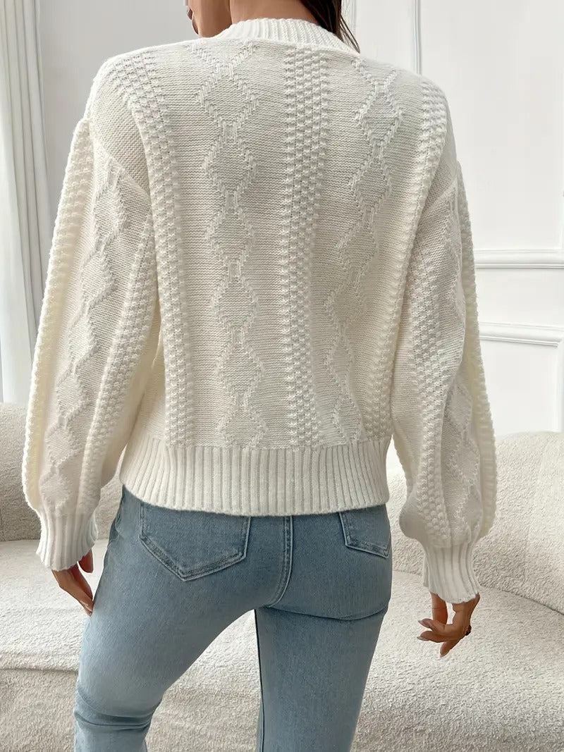 Women's Apricot Cable Knit Cardigan
