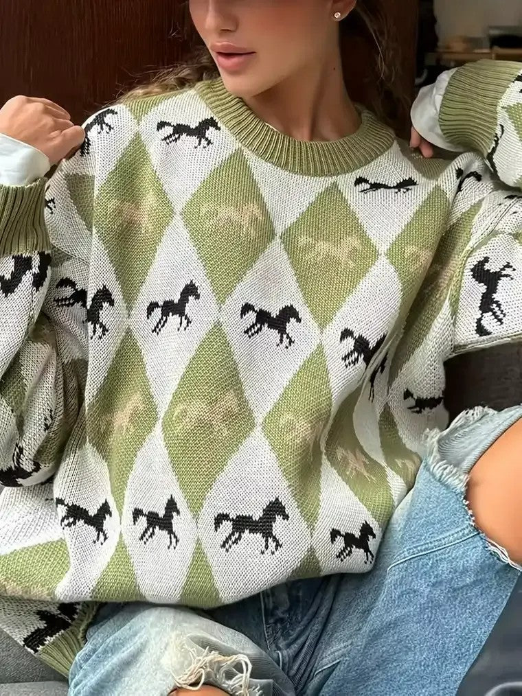 Women's Argyle Pullover Sweater