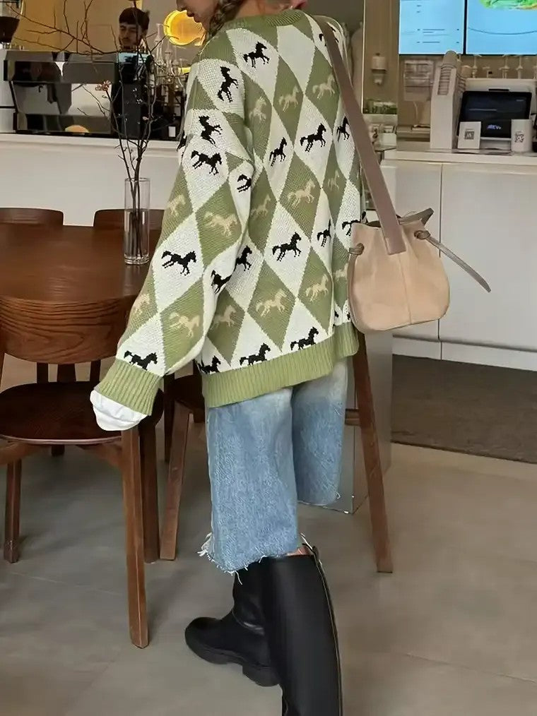 Women's Argyle Pullover Sweater