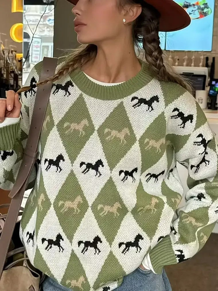Women's Argyle Pullover Sweater
