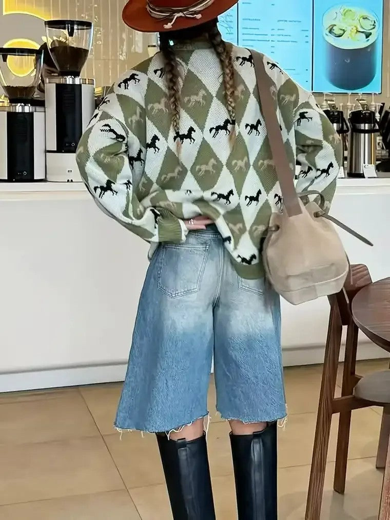 Women's Argyle Pullover Sweater