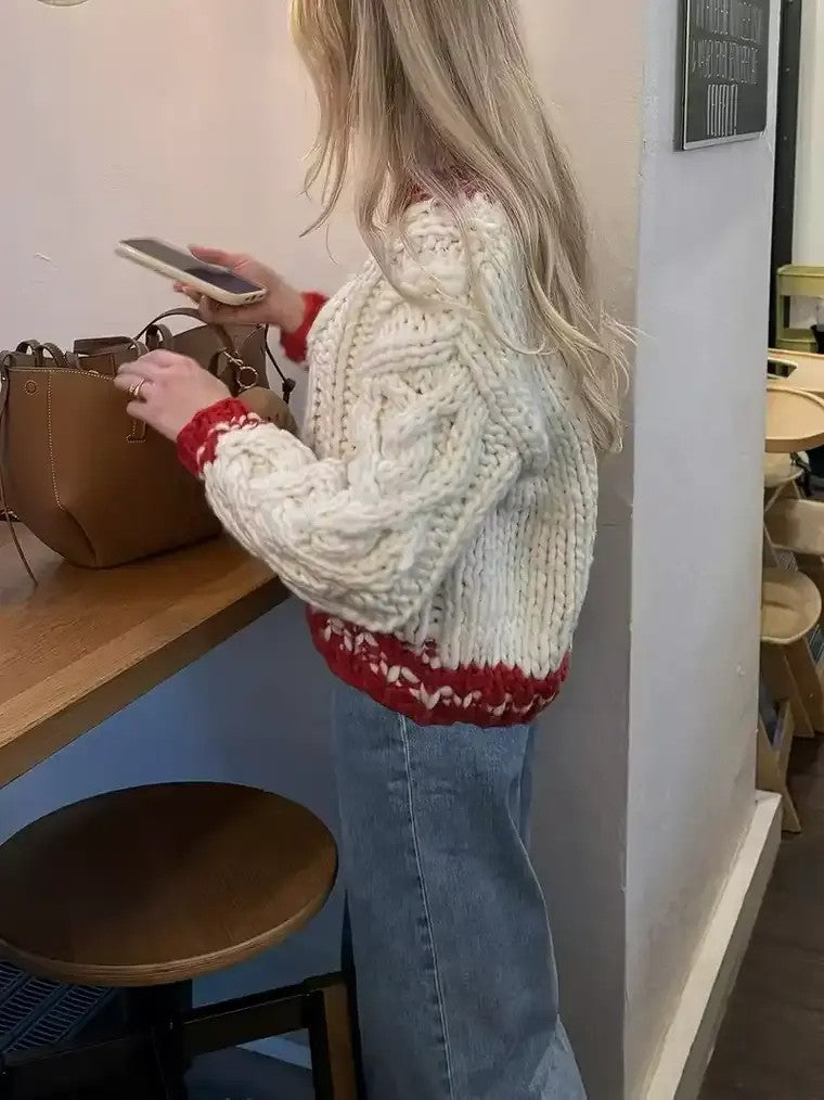 Women's Balloon Sleeve Cable Knit Sweater