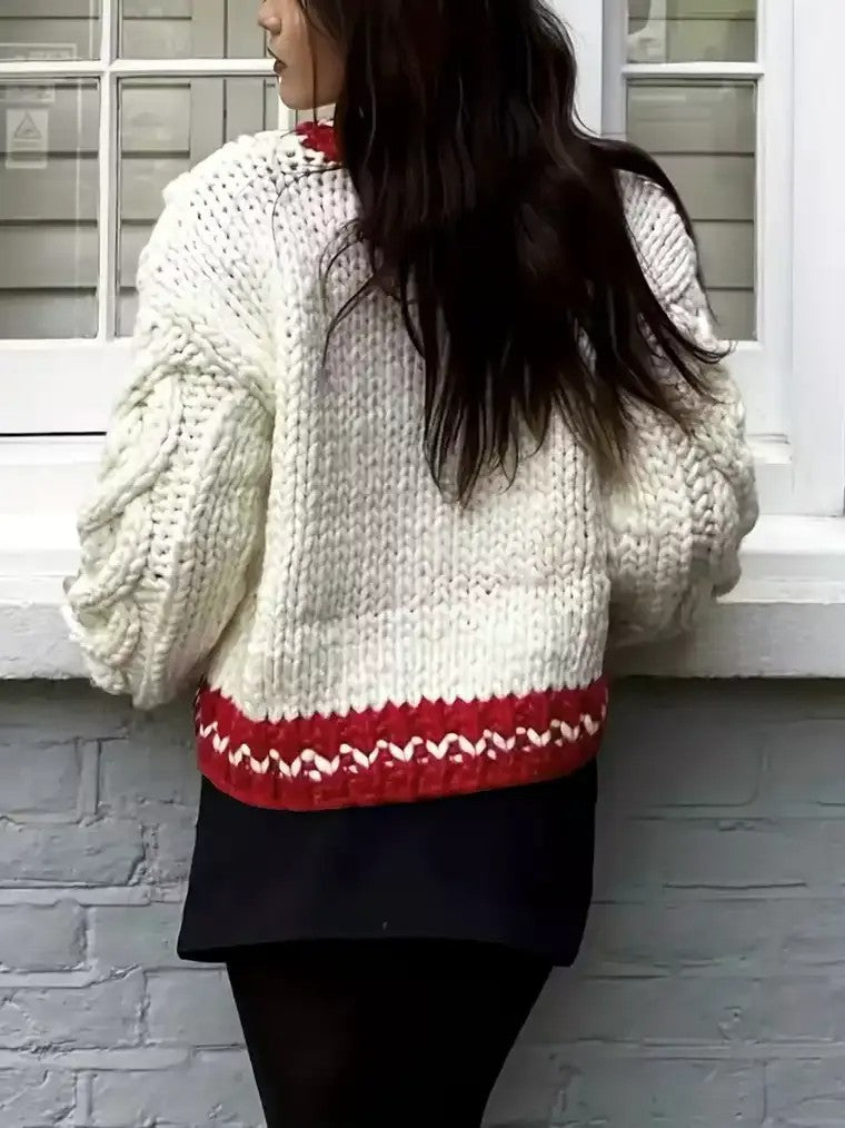 Women's Balloon Sleeve Cable Knit Sweater