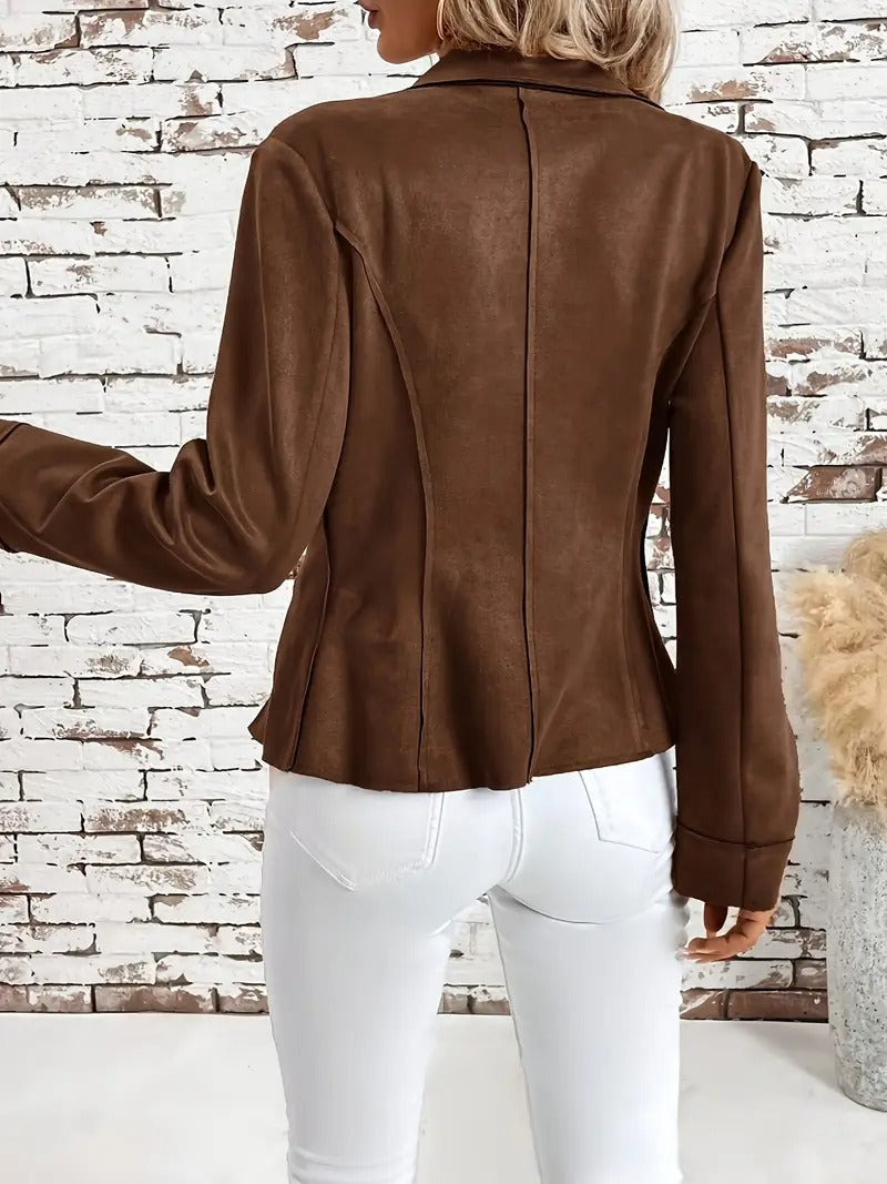 Women's Brown Open-Front Blazer