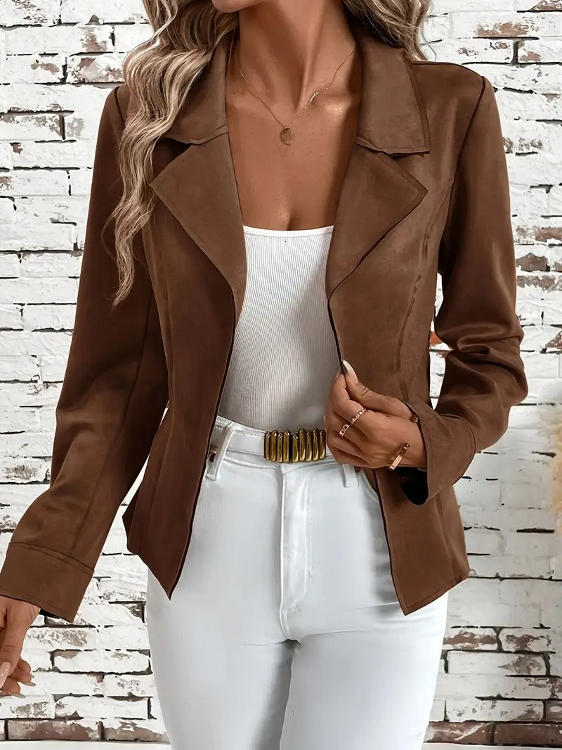 Women's Brown Open-Front Blazer