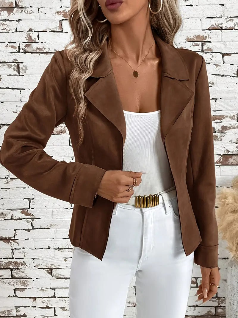 Women's Brown Open-Front Blazer