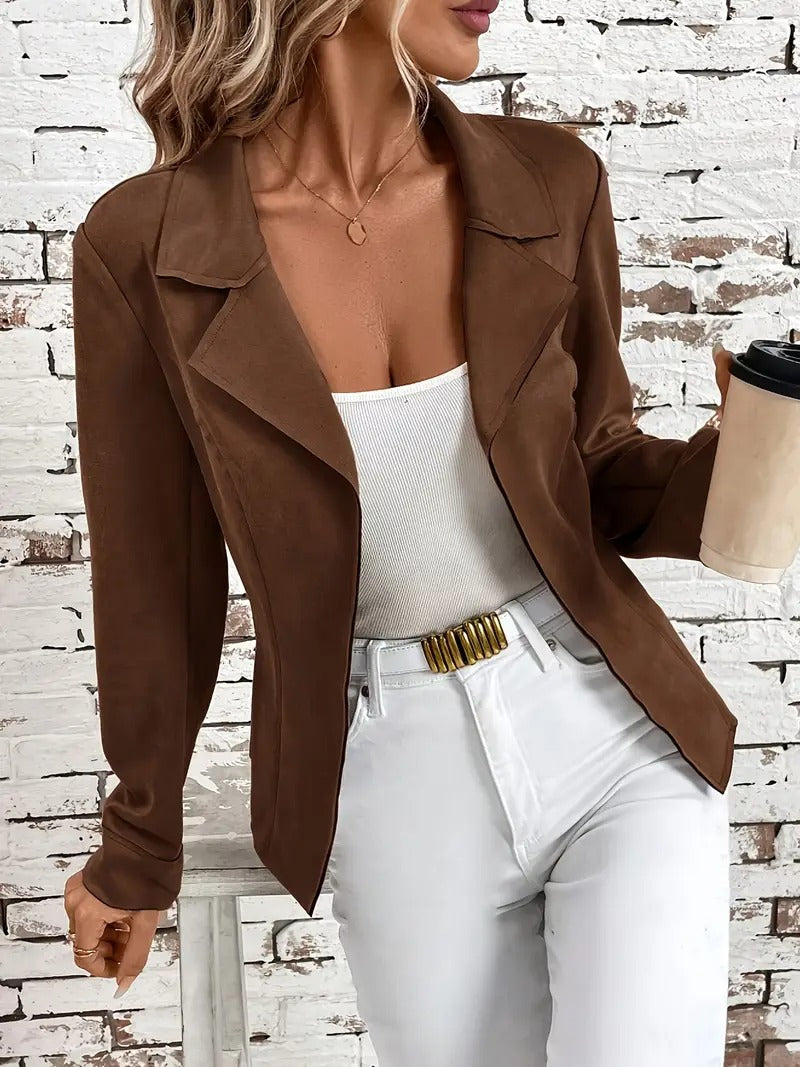Women's Brown Open-Front Blazer