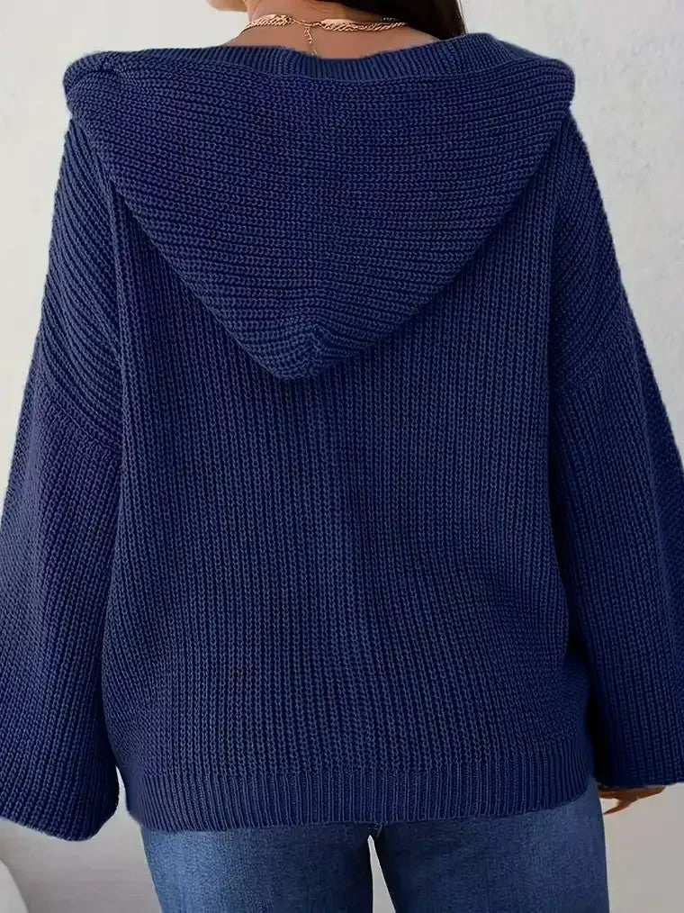 Women's Cable-Knit Hooded Zip Cardigan