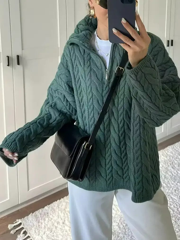 Women's Cable Knit Zip Sweater