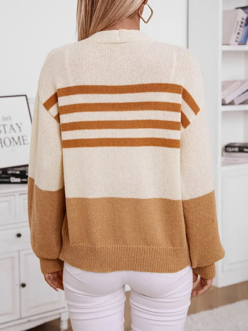 Women's Caramel V-Neck Cardigan