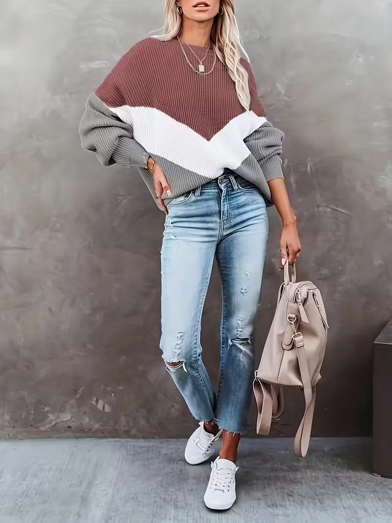 Women's Chevron Colour-Block Sweater