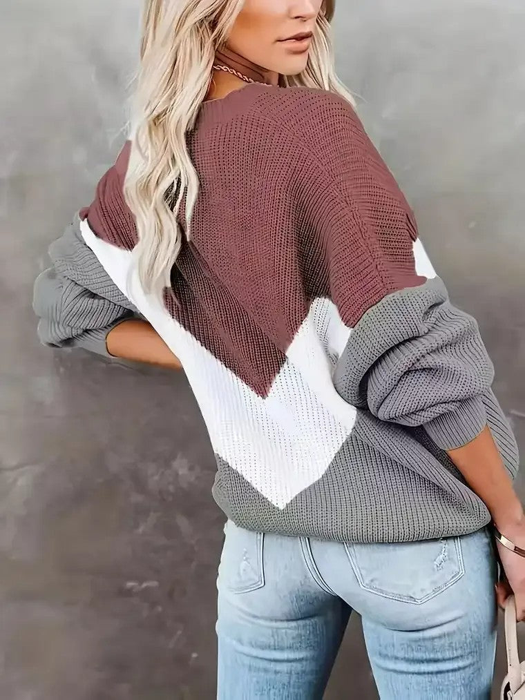 Women's Chevron Colour-Block Sweater