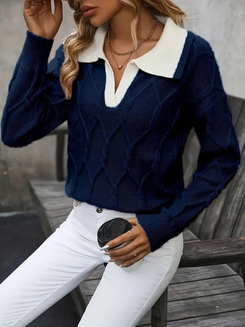 Women's Collared Cable-Knit Sweater