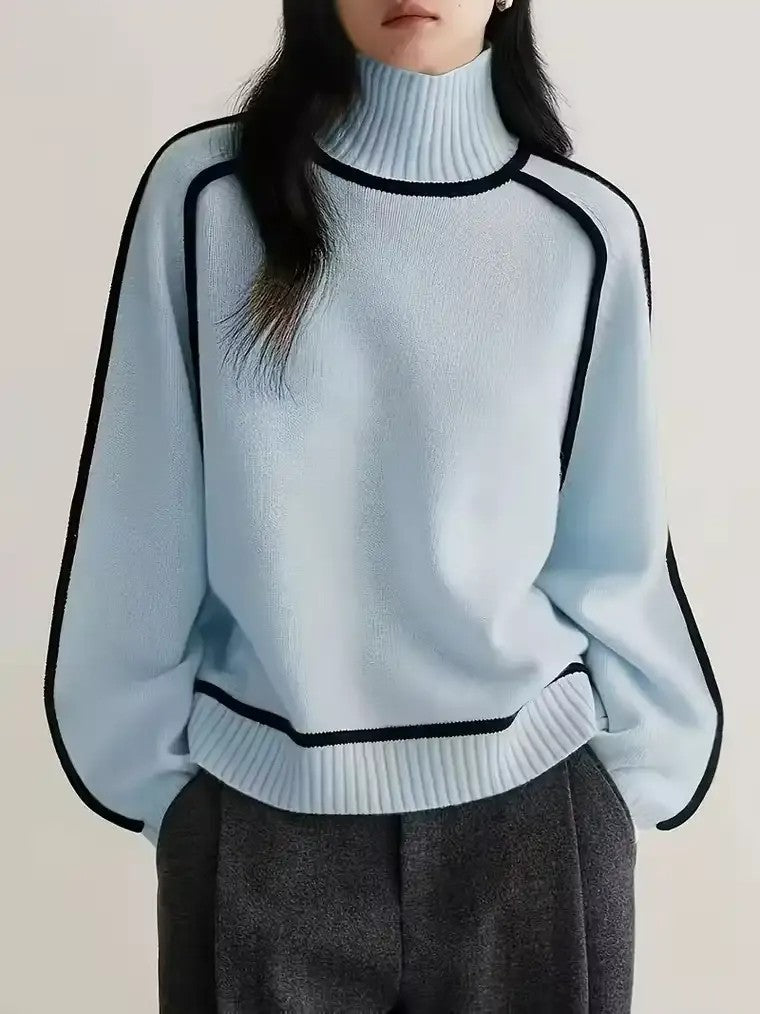 Women's Contrast Trim Turtleneck Sweater