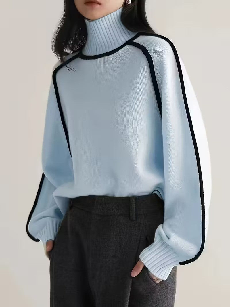 Women's Contrast Trim Turtleneck Sweater