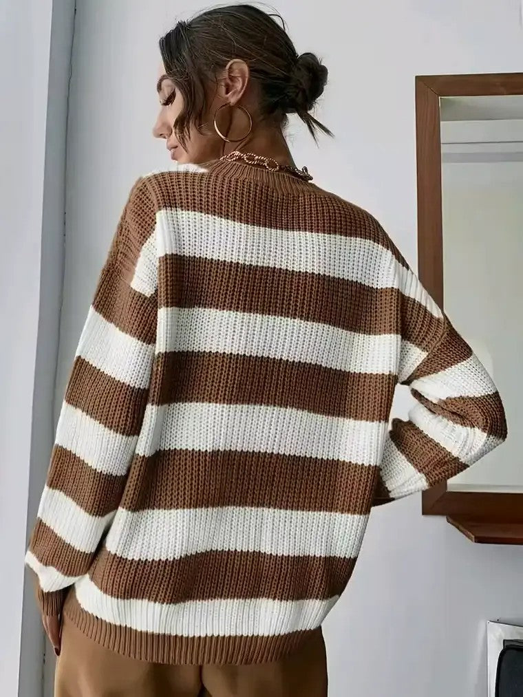 Women's Crewneck Striped Pullover Sweater