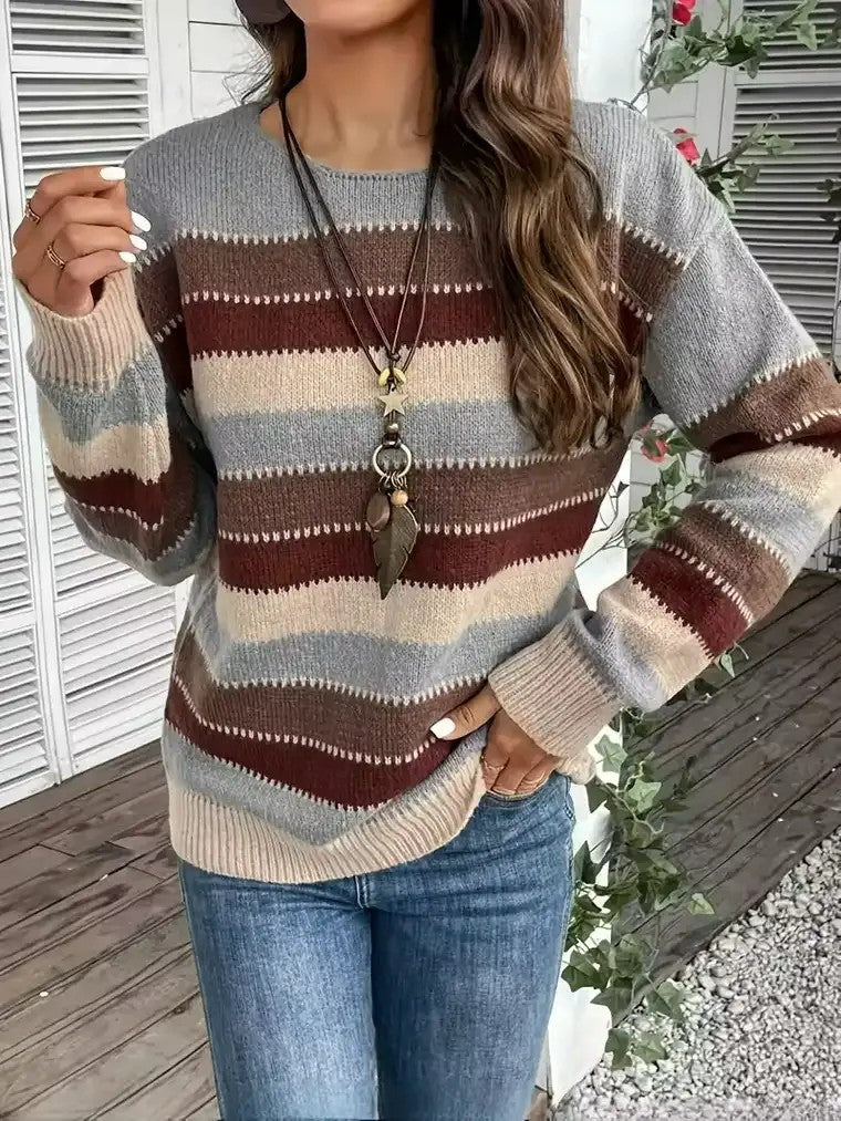 Women's Crewneck Striped Sweater