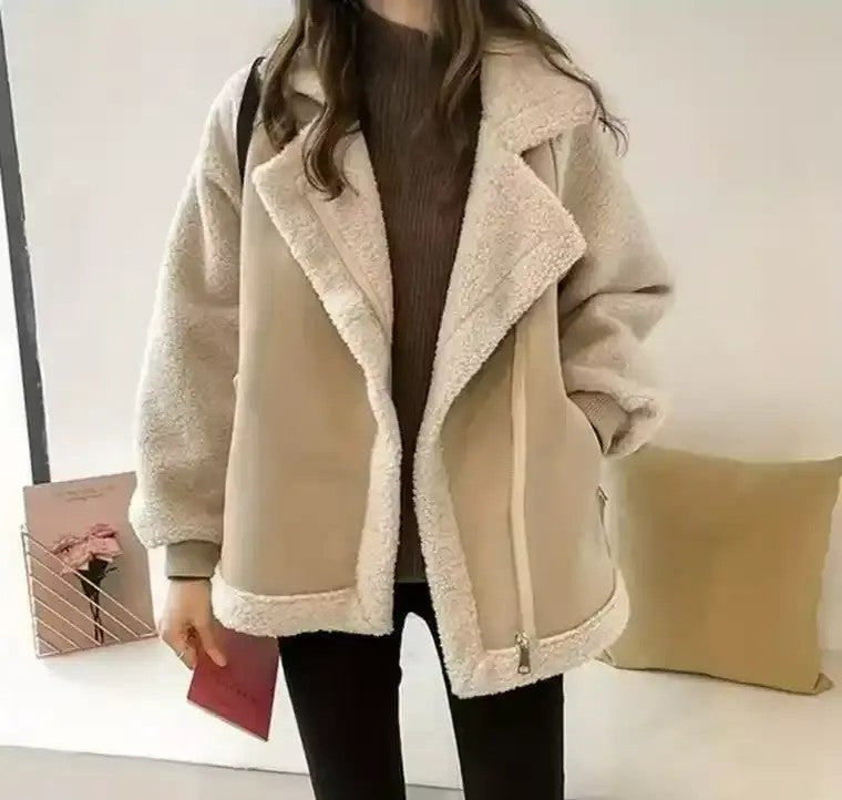 Women's Cropped Two-Tone Coat