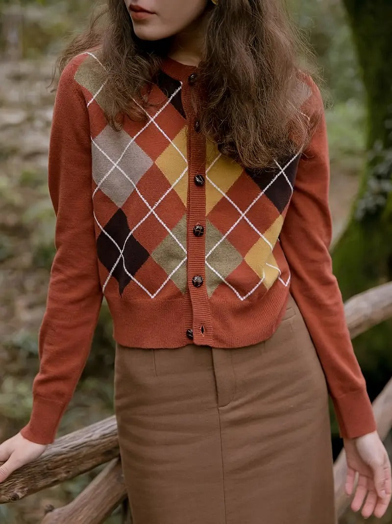 Women's Diamond-Pattern Cardigan