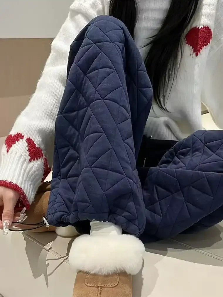 Women's Diamond Quilted Wide-Leg Trousers