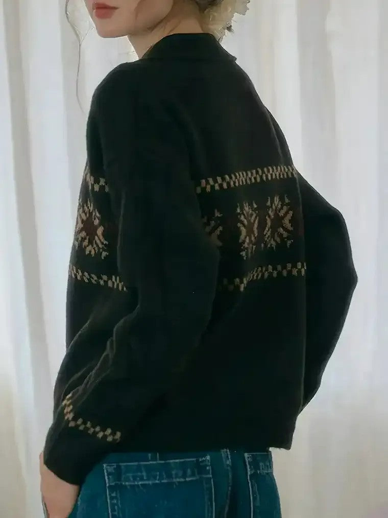 Women's Fair Isle Polo Collar Knit Sweater