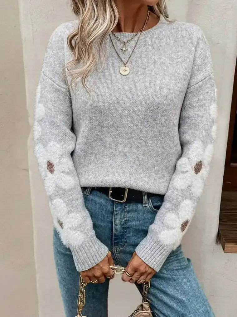 Women's Floral Sleeve Knit Sweater