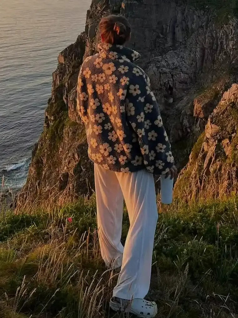 Women's Half-Zip Collared Sweater with Kangaroo Pocket