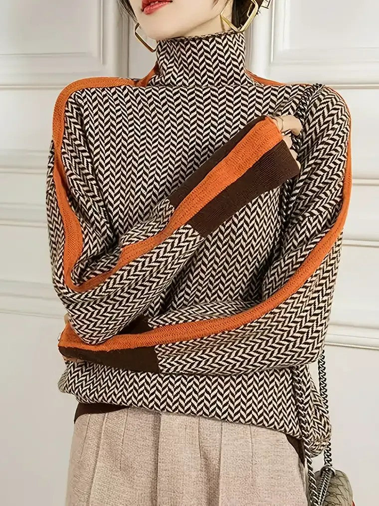 Women's Herringbone Turtleneck Sweater