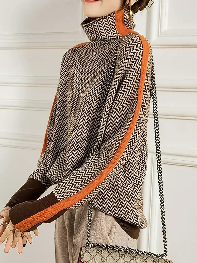 Women's Herringbone Turtleneck Sweater