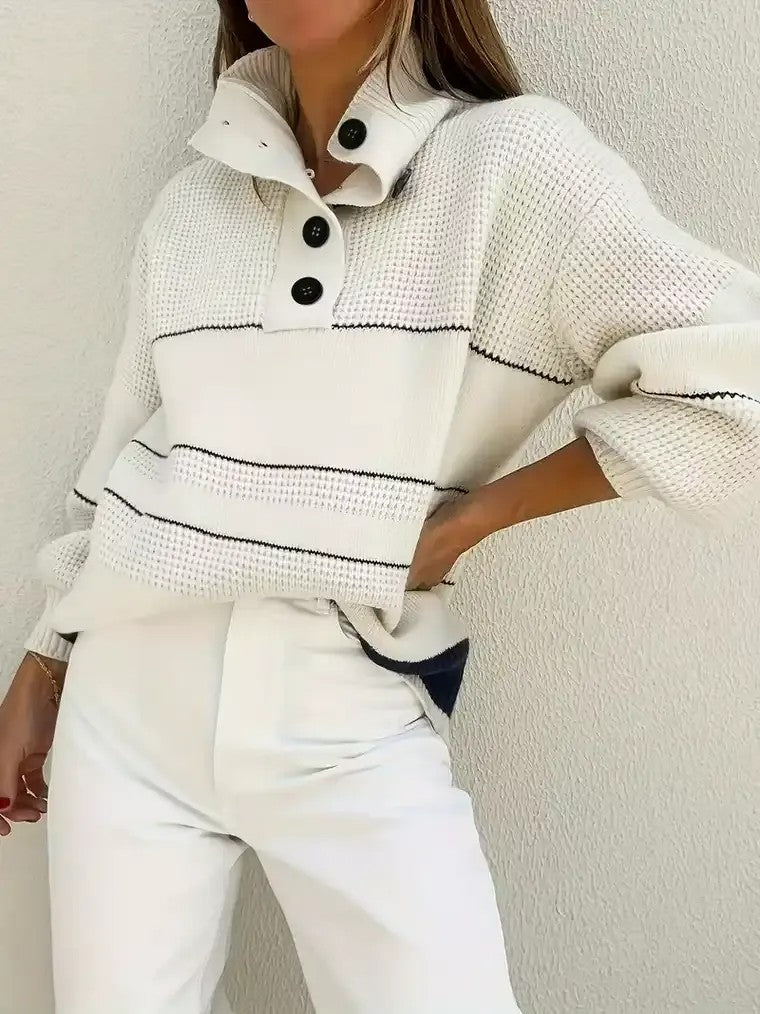 Women's High-Collar Waffle Knit Sweater